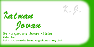 kalman jovan business card
